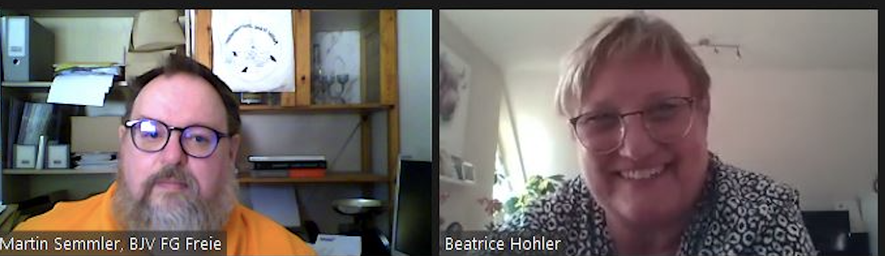 Porträtbild von Beatrice Hohler in der Zoom-Sitzung – Einfach weitermachen auch wenn es mal nicht so gut läuft: Beatrice Hohler