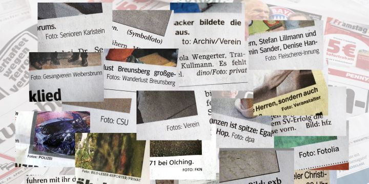  – Allein in Bayerns Tageszeitungen ist schon jeder zweite Fotovermerk falsch – gar keine Namensnennung geht überhaupt nicht!