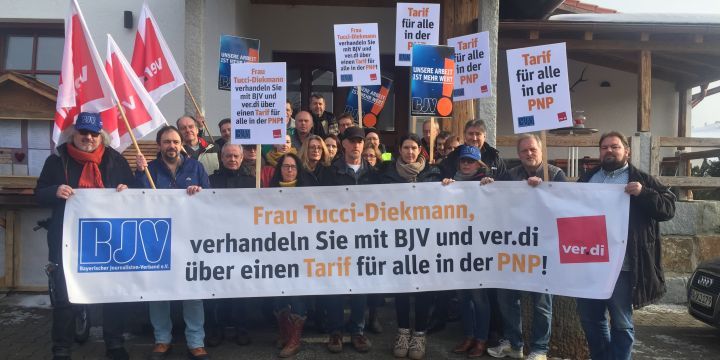 Streikende Journalisten der Passauer Neuen Presse